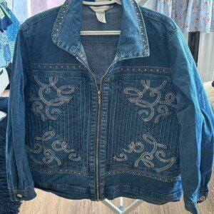 Draper's & Damon's Women's Denim Jacket Size P-XL Full Zip Embellished